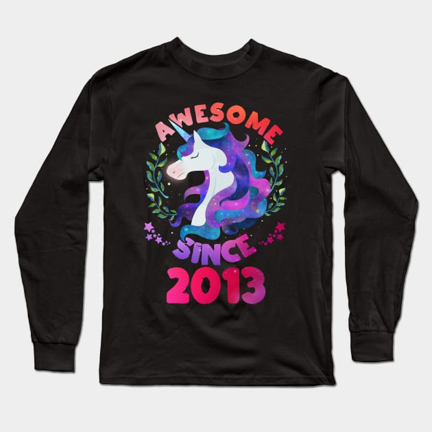 Cute Awesome Unicorn Since 2013 Funny Gift Long Sleeve T-Shirt by saugiohoc994